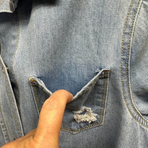 V580 Soft & Distressed DENIM Shirt, Jacket or Dress US Women’s Small Long Sleeve - Picture 7 of 13